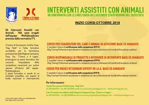 Locandina del corso CORSO  BASE/AVANZATO PER RESPONSABILE DI PROGETTO E REFERENTE DI INTERVENTO TAA/EAA